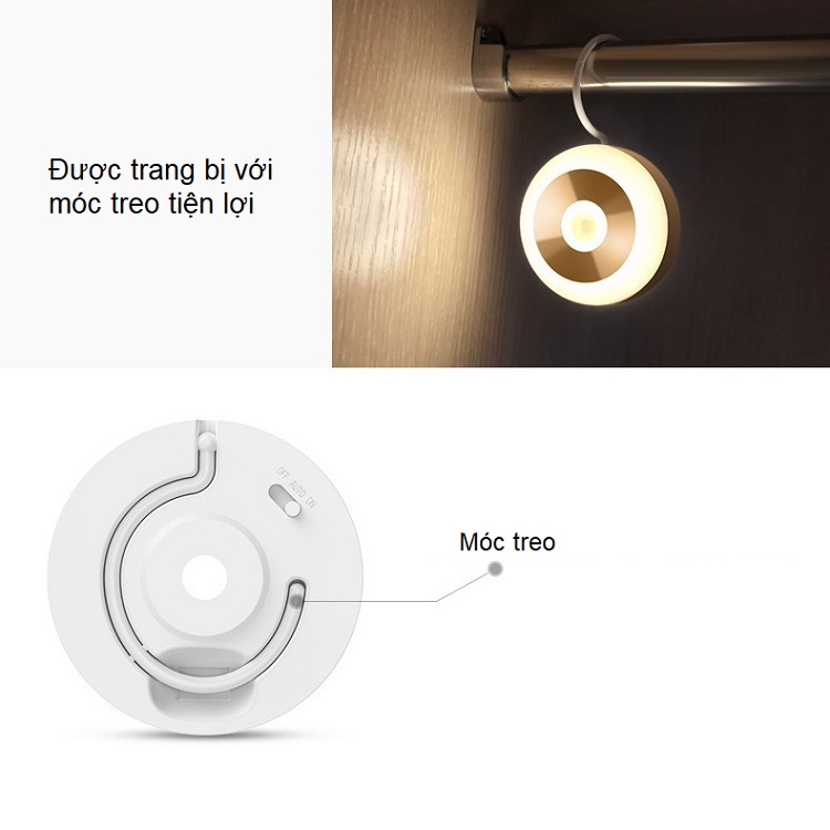 Đèn LED cảm biến hồng ngoại tích hợp móc treo độc đáo, cổng sạc USB (Tặng đèn led cắm cổng USB mini- màu ngẫu nhiên)