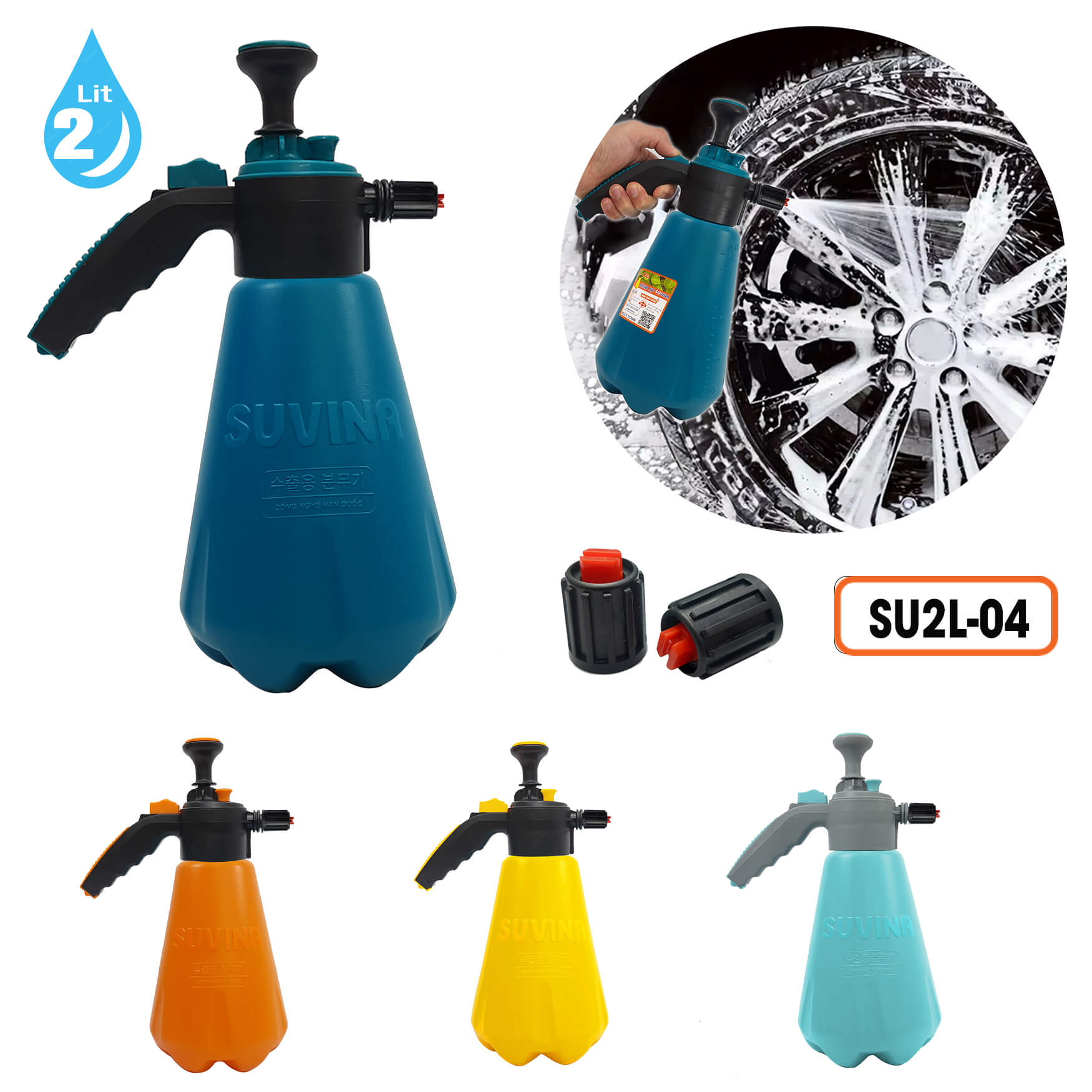 Bình Xịt Bọt Tuyết Rửa Xe Mini, Thể Tích 2 Lit SU2L-04, Nhiều Màu Tùy Chọn, Bảo Hành 1 Tháng, Thiết Kế Kiểu Dáng Tiện Lợi, Khóa Xịt Tự Động Rảnh Tay, Chất Liệu Nhựa HDPE Siêu Bền,