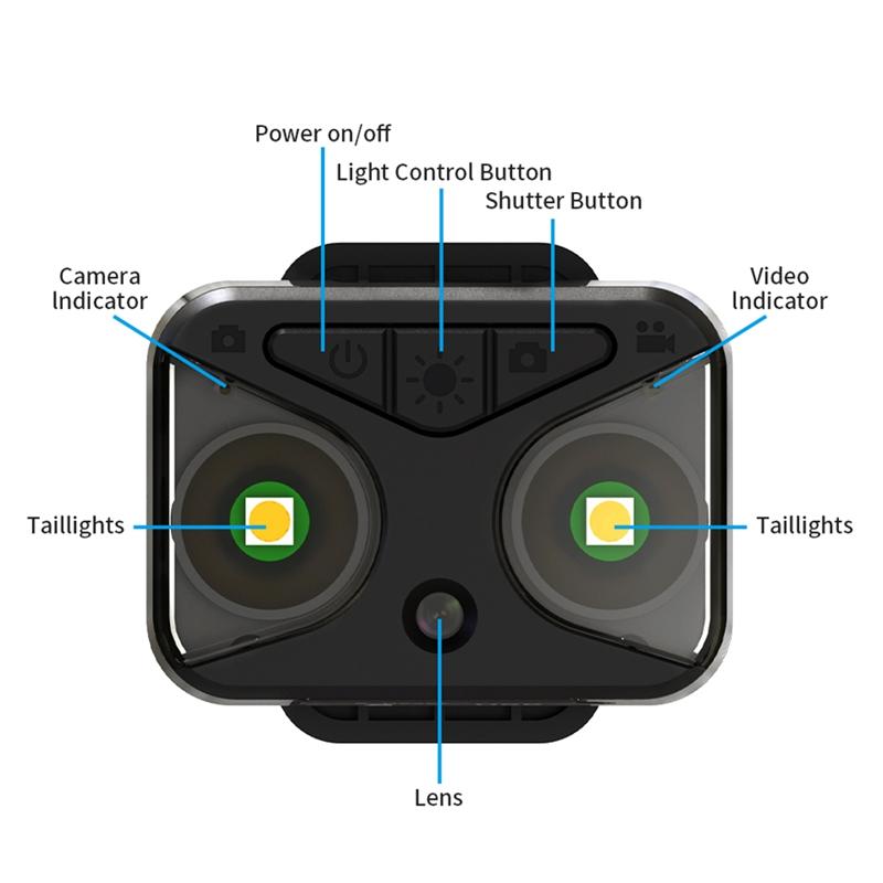 Bicycle Rearview Camcorder Camera Waterproof Sport Action Video Camera LED Lights HD720P For Motorcycle Helmet Cameras