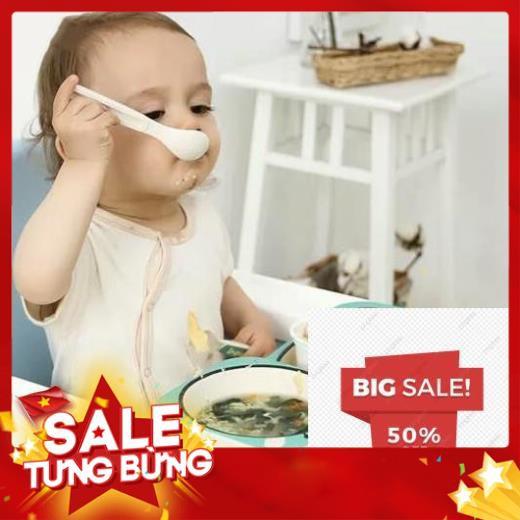Bộ bát chén khay muỗng ăn dặm cho bé kiểu nhật 5 món đồ kèm thìa dĩa hình thú - bằng sợi tre an toàn FDA/EU
