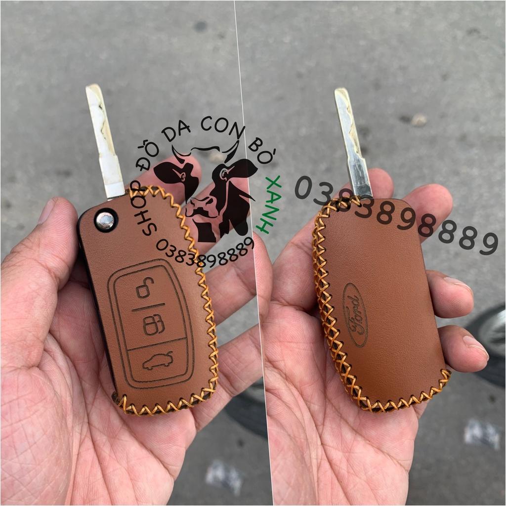 Bao da dành cho chìa khoá Ford Ecosport, Fiesta, Focus, Mondeo chìa Gập handmade da thật 001