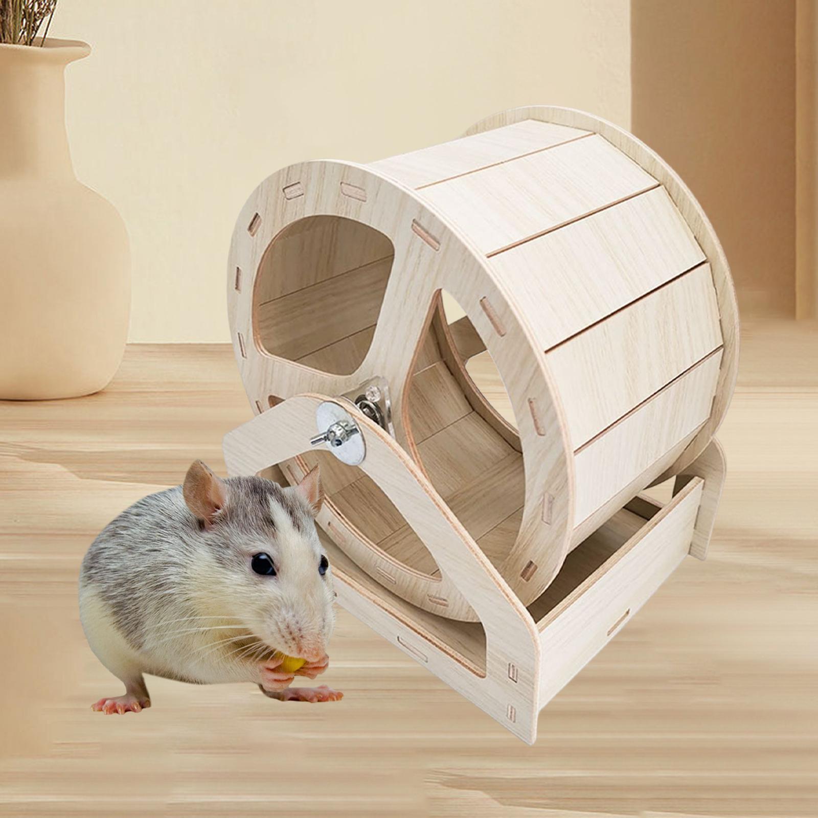 Wood Hamster Running Wheels, Small Pet Rotatory Jogging Wheel Hedgehog Chinchilla Round Rat Quiet Roller Hamster Exercise Wheel Accessories