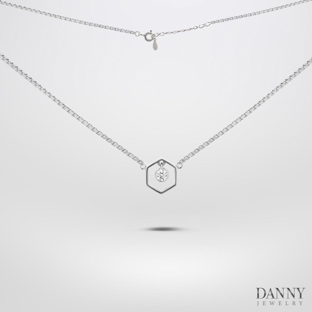 Dây Chuyền Có Mặt Danny Jewelry Bạc 925 Xi Rhodium Hình Lập Phương & Đá CZ DM044
