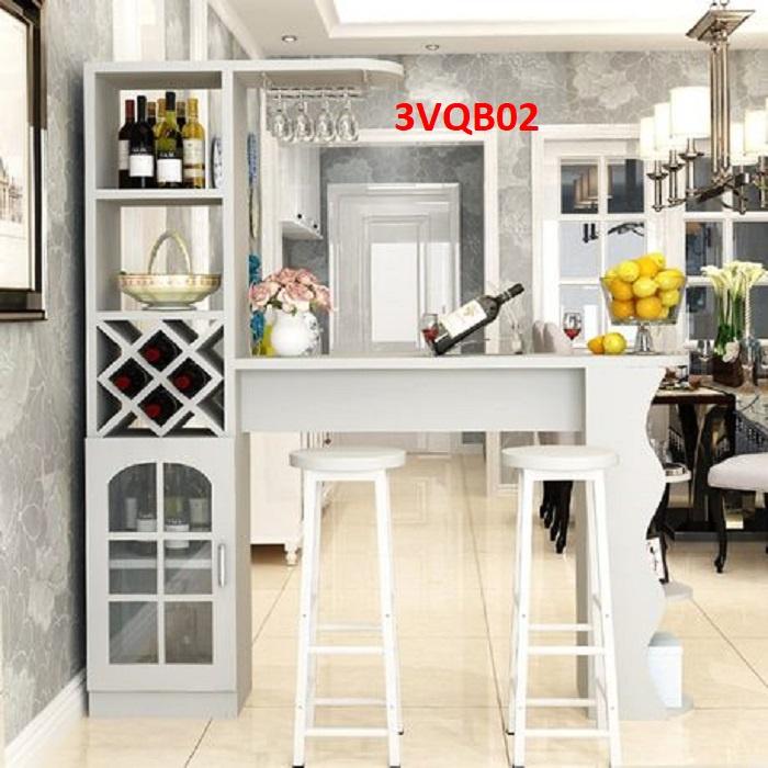Quầy bar mini, quầy bar kiêm vách ngăn phòng khách nhà bếp 3VQB02