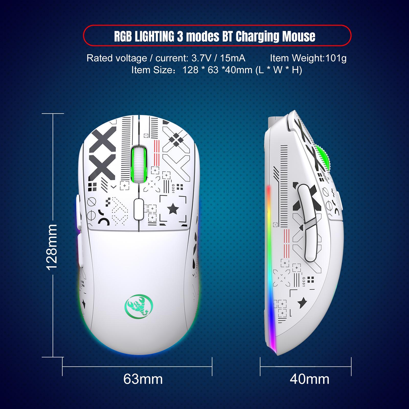 2.4G Mouse Gaming Mouse Triple Mode with USB Receiver Ergonomic 3600 DPI Cordless Optical Mouse for PC Laptop Gamer