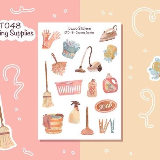 Sticker tự thiết kế - sticker sheet cleaning supplies - hình dán sổ, nhật kí bullet journal - unim034