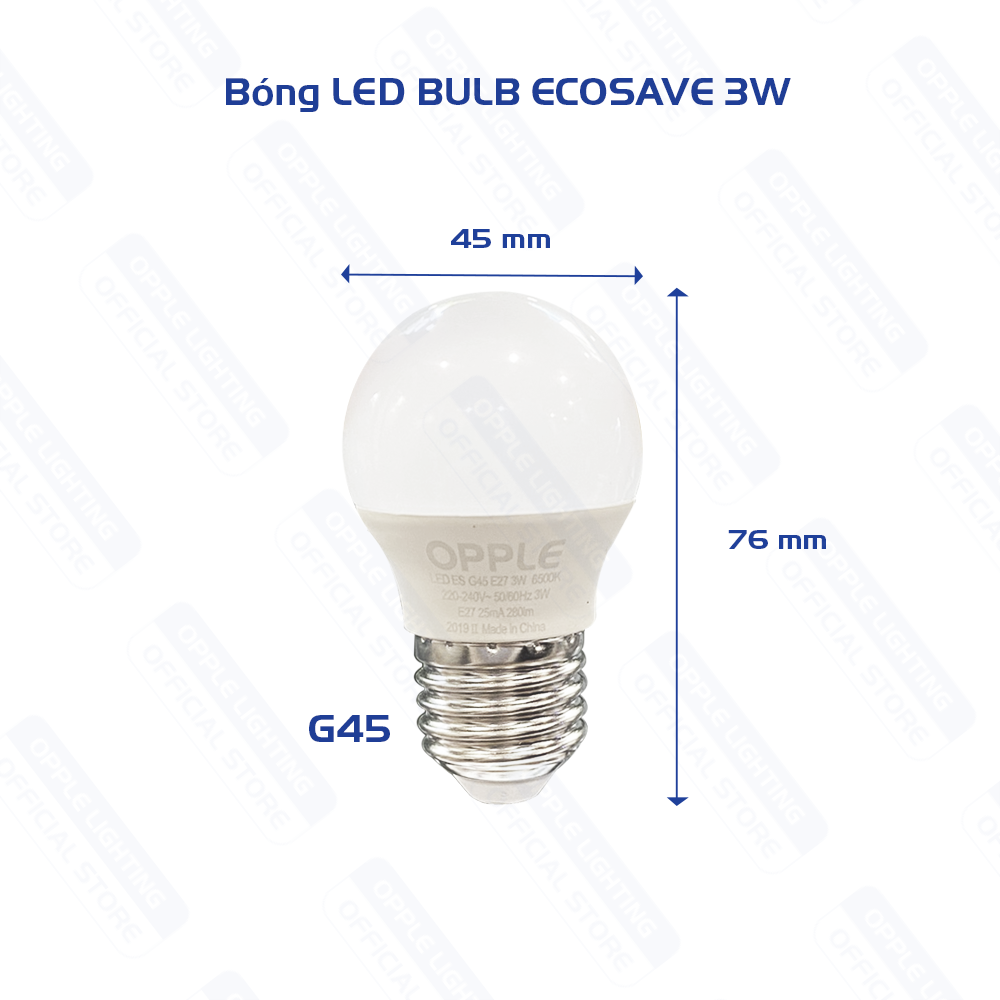 Bóng Đèn OPPLE LED Bulb Eco Save G45 E27 3W Ánh Sáng Trắng 6500K - Sáng Hơn Theo Cách Tiết Kiệm Hơn