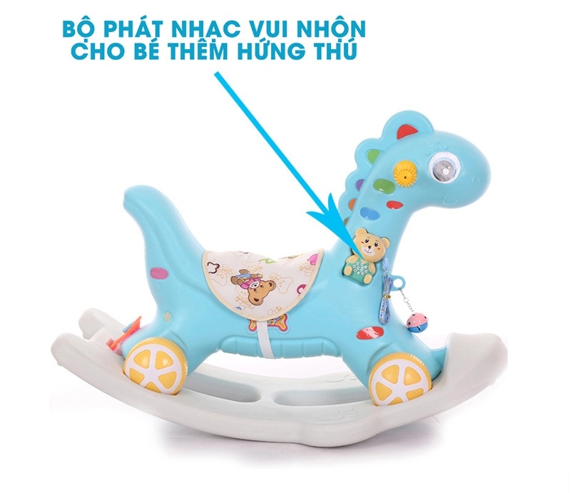 Ngựa bập bênh kết hợp xe chòi chân có nhạc cho bé