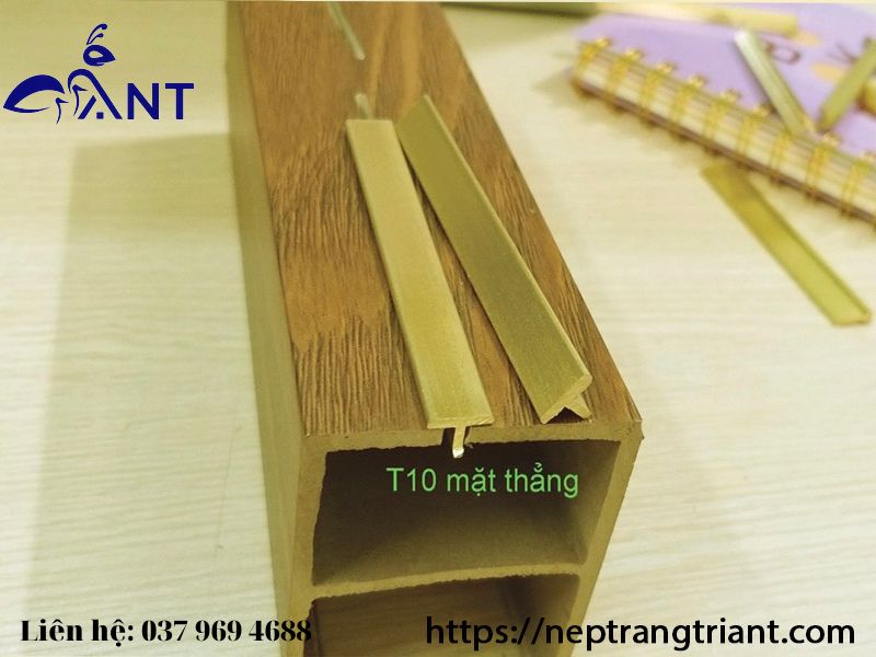 Nẹp đồng t10 mặt thẳng, nẹp đồng chữ t, thanh dài 4m, hỗ trợ cắt theo kích thước, trang trí nhà cửa