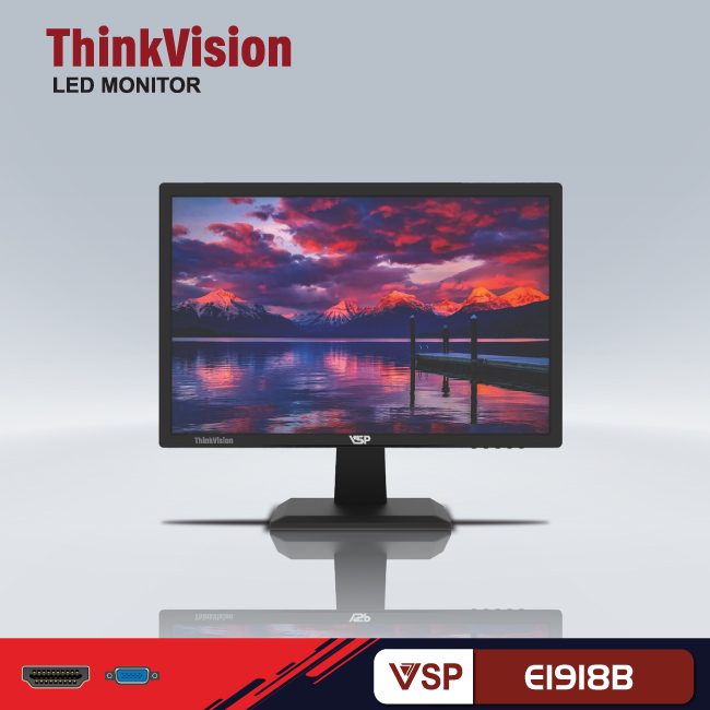 Màn hình máy tính 19inch Led Monitor E1918B (TN 75Hz 5Ms VGA HDMI) - Hàng chính hãng TECH VISION phân phối