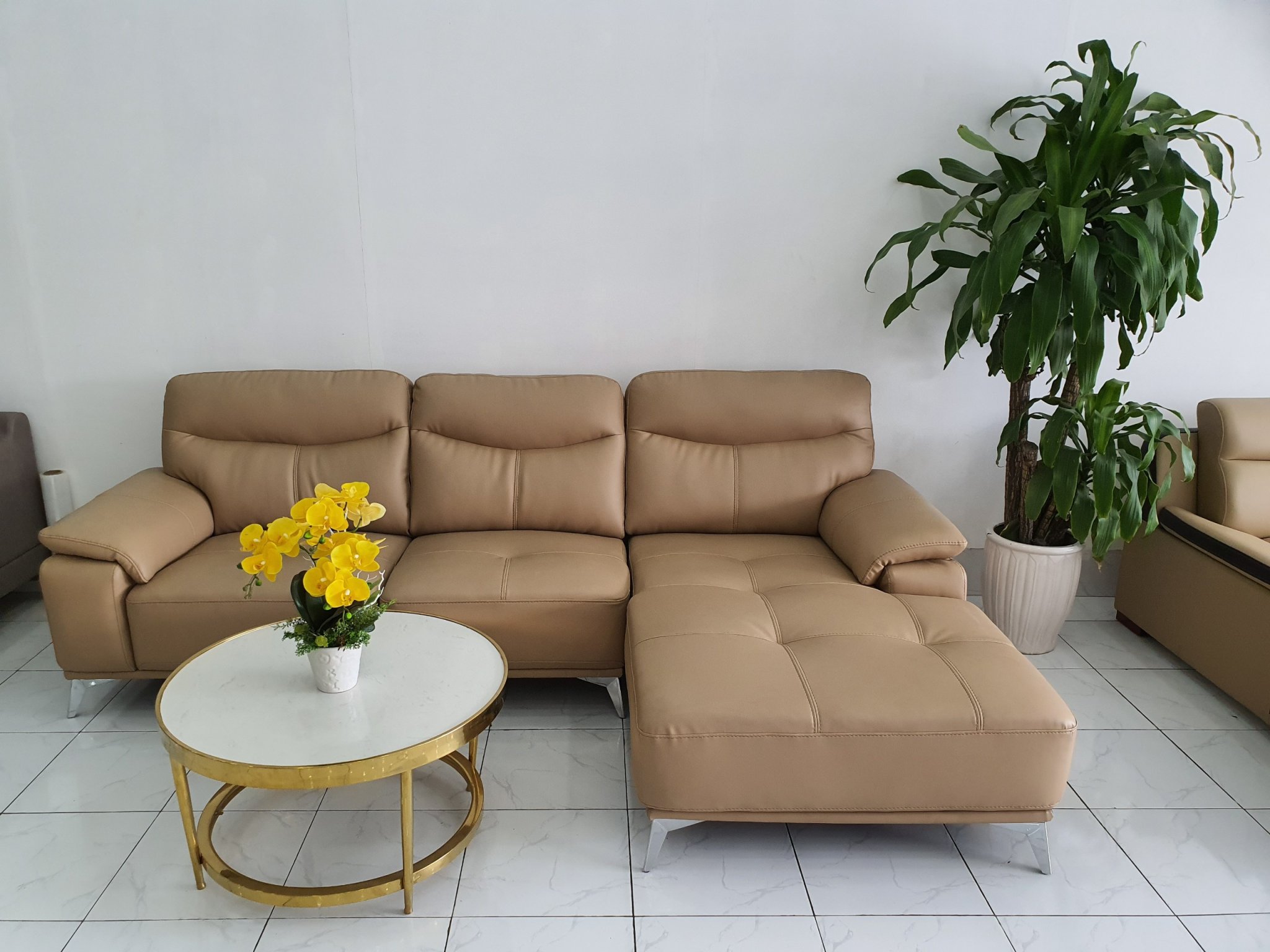 Bộ Ghế Sofa Phòng Khách Cao Cấp _ Màu Kem Nhạt _ Size 2700 x 1700