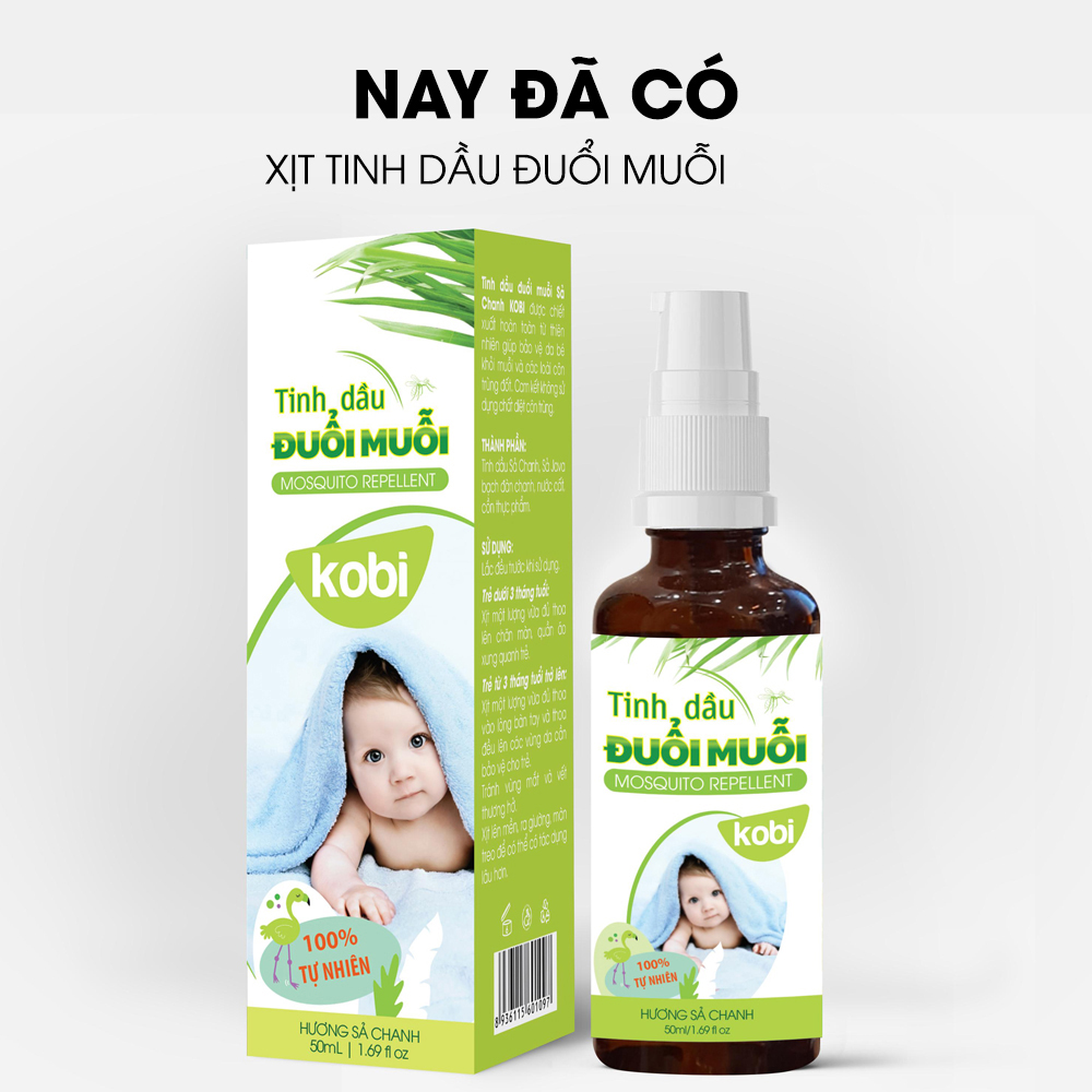 Xịt Tinh Dầu Đuổi Muỗi Sả Chanh Kobi Giúp Chống Muỗi, An Toàn Cho Bé - 100ml