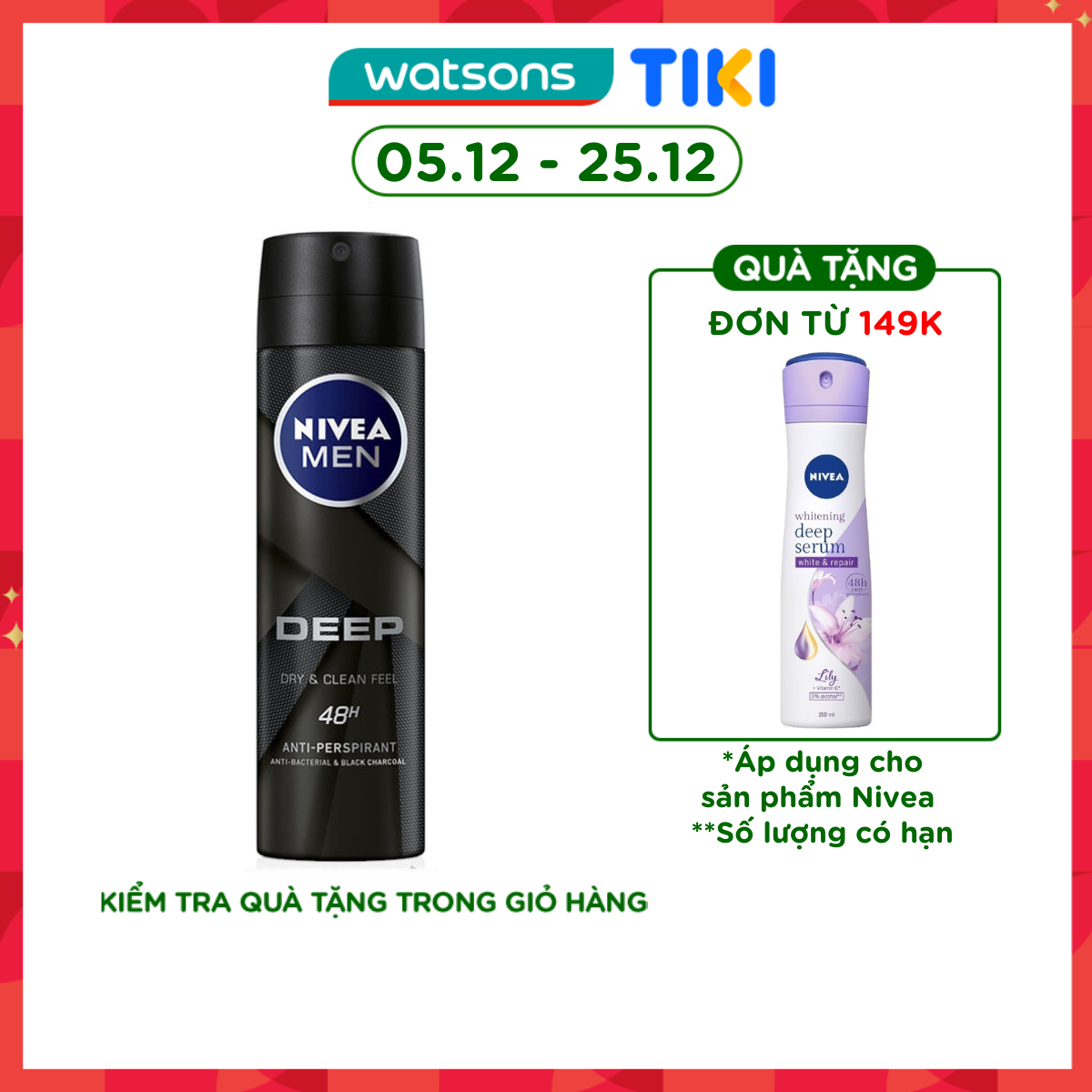 Xịt Ngăn Mùi Nam Than Đen Hoạt Tính Nivea 150ml