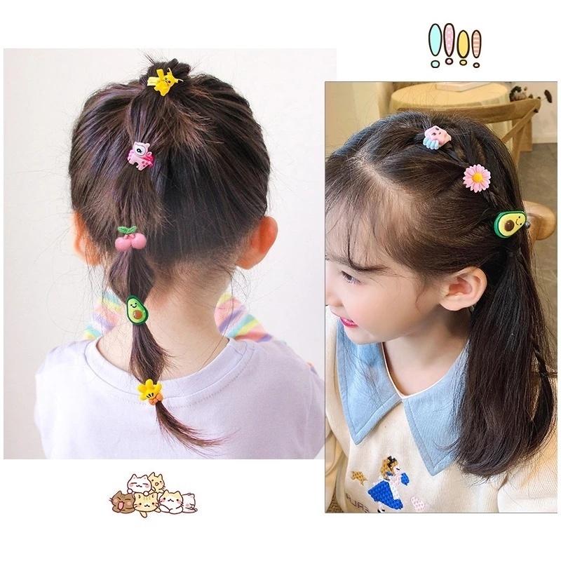 Set 10 Dây Cột Tóc Hình Trái Cây/ Động Vật/ Động Vật Hoạt Hình Ngọt Ngào Thời Trang Cho Bé Gái