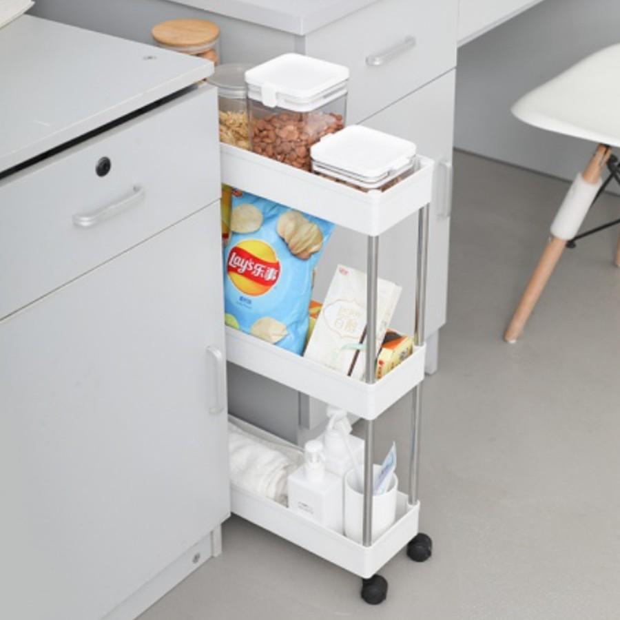 Kệ Để Đựng Đồ nhà tắm 3 tầng/ 4 tầng Có Bánh Xe Đẩy Di Động Nhà Bếp, Phòng Tắm Cao Cấp