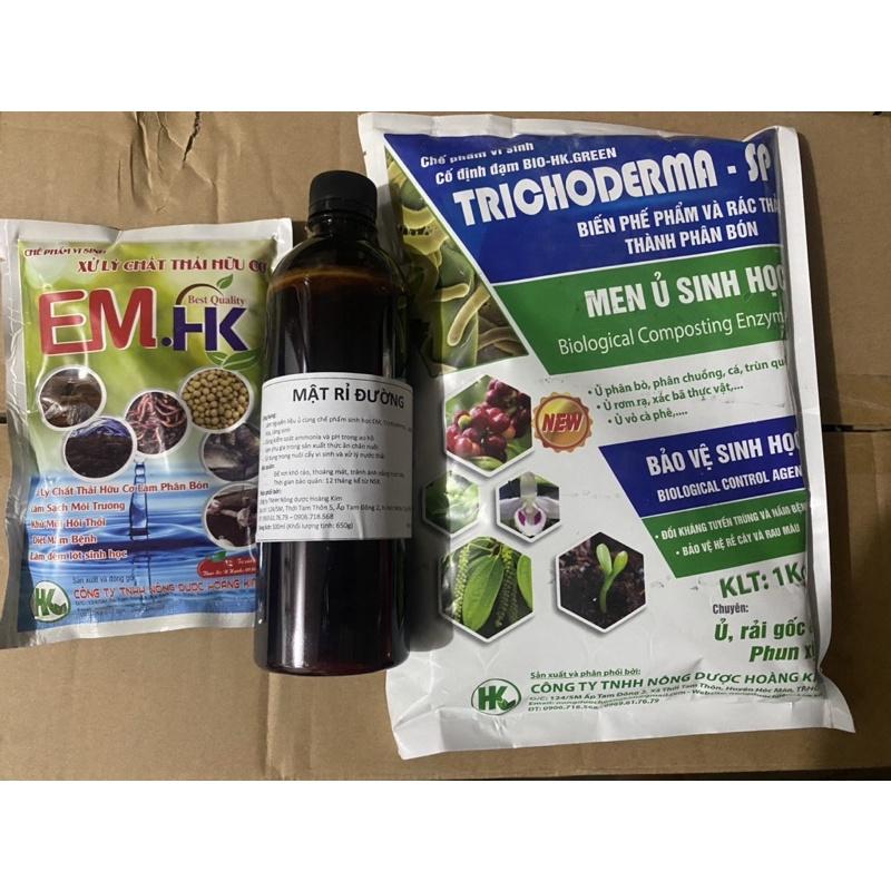 Combo Mật rỉ đường, Em.hk, trichoderma ủ phân hữu cơ, phân từ rác thải, bón rau hoa cây kiêng