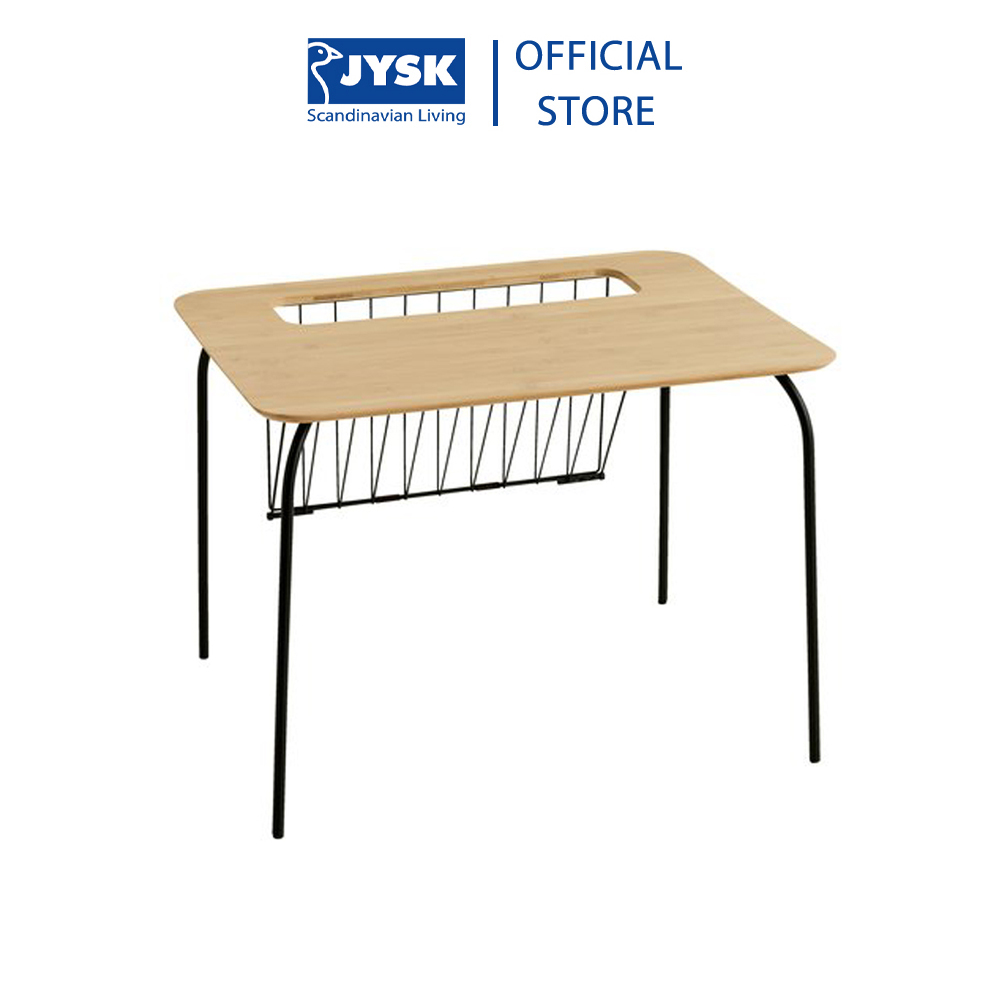 Bàn góc | JYSK Kongerslev | mặt tre chân kim loại màu tự nhiên/đen | R45xD60xC45cm