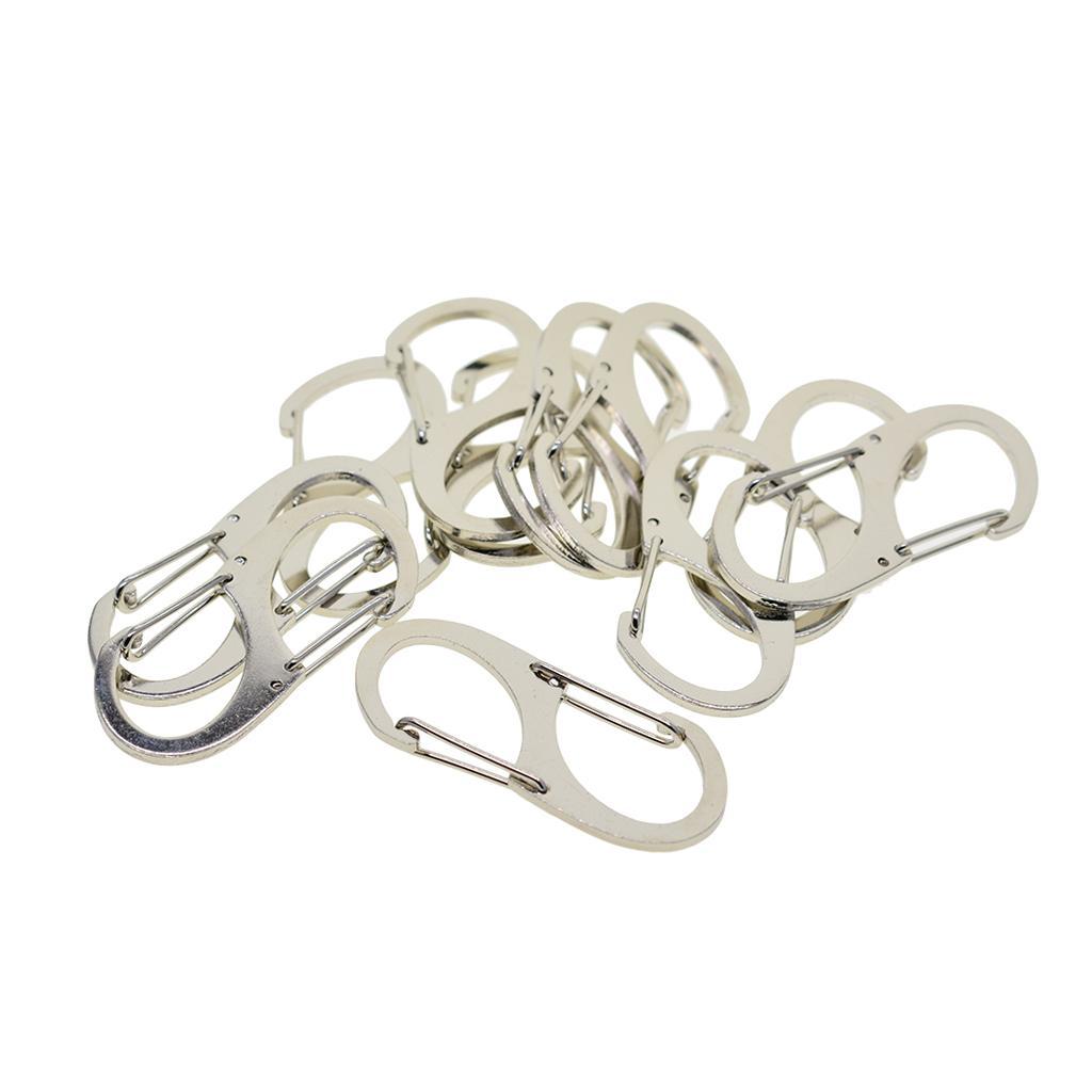 10 Pieces Steel Dual Carabiner Clip Keychain Clip With  Keyrings