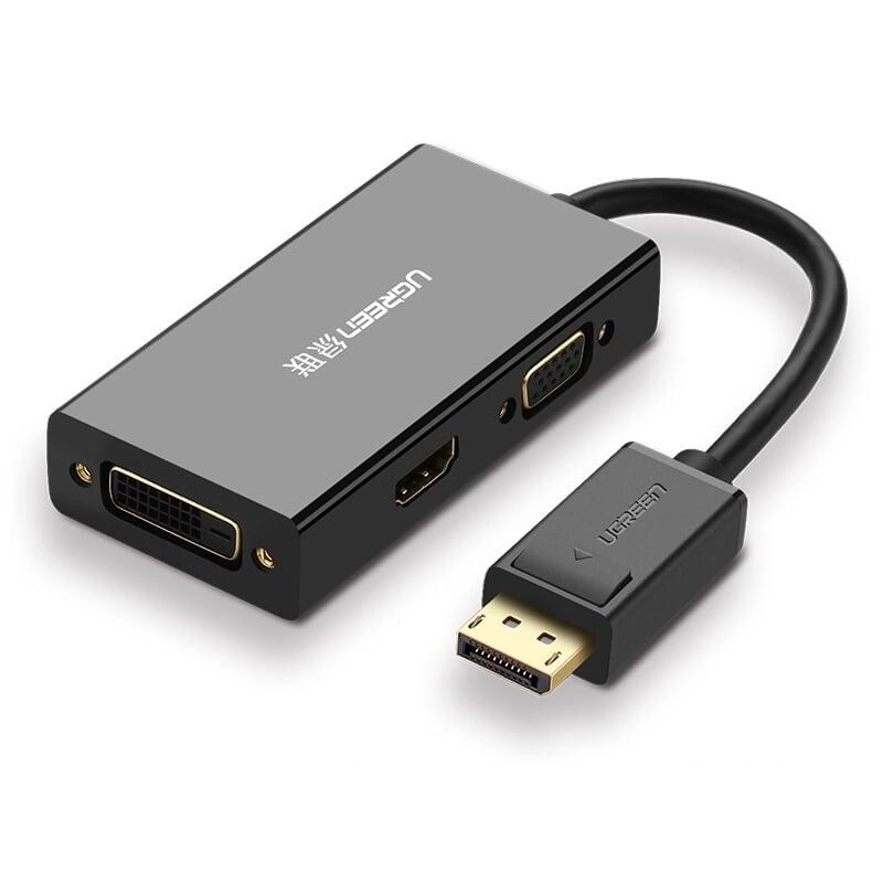 Ugreen UG20420DP110TK Màu Đen Bộ chuyển đổi DisplayPort sang HDMI + VGA + DVI Hỗ trợ phân giải 4K 2K - HÀNG CHÍNH HÃNG