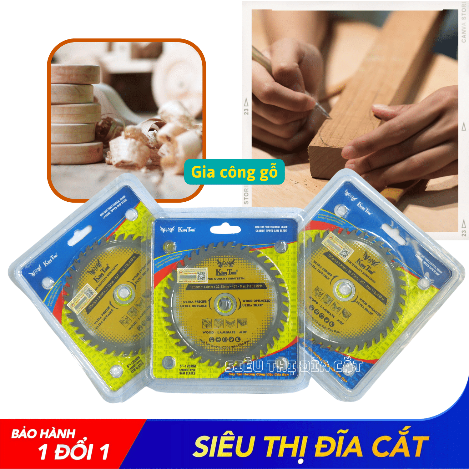 LƯỠI CƯA - LƯỠI CẮT GỖ 125-40 RĂNG KINGTOM VÀNG – CHẤT LƯỢNG VÔ ĐỊCH PHÂN KHÚC GIÁ RẺ!