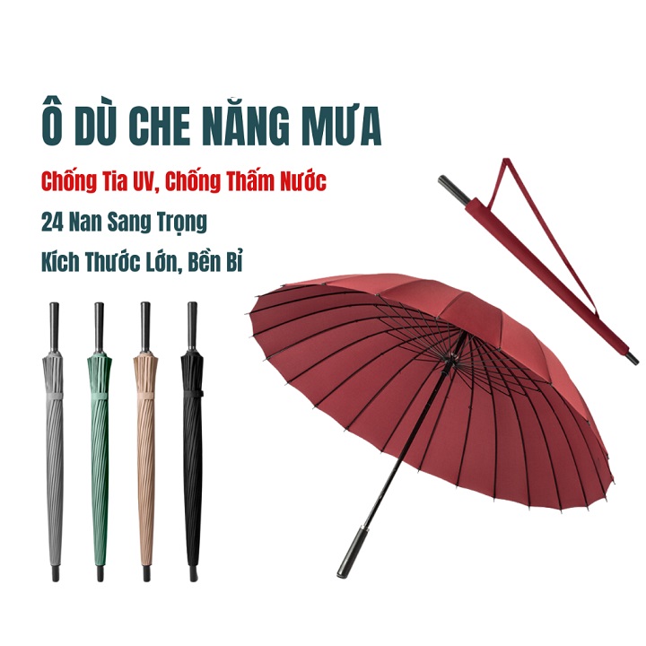 Ô Dù Che Nắng 24 Nan Bản To Đại Xương Cứng Cáp Đi Mưa Chống Lật