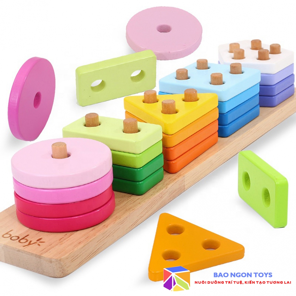 ĐỒ CHƠI GỖ XẾP HÌNH MONTESSORI GIÚP TRẺ HỌC PHÂN LOẠI HÌNH DẠNG VÀ MÀU SẮC, PHÁT TRIỂN VẬN ĐỘNG TINH VÀ NGÔN NGỮ CHO BÉ