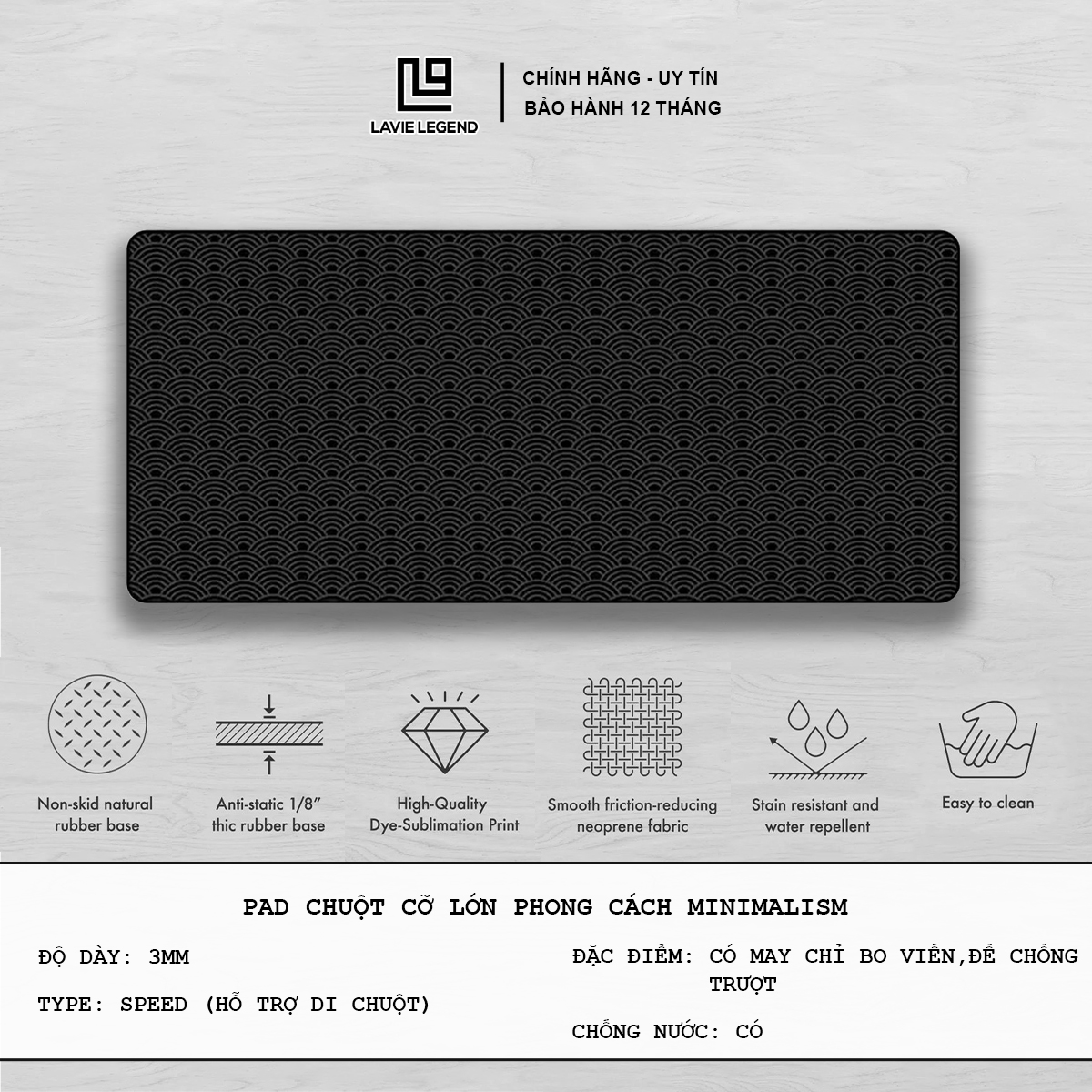 Tấm Lót Chuột Cỡ Lớn, Bàn Di Chuột Minimalism Desk Mat Pad Chuột Gaming Cỡ Lớn Lavie Legend 80x30,90x40