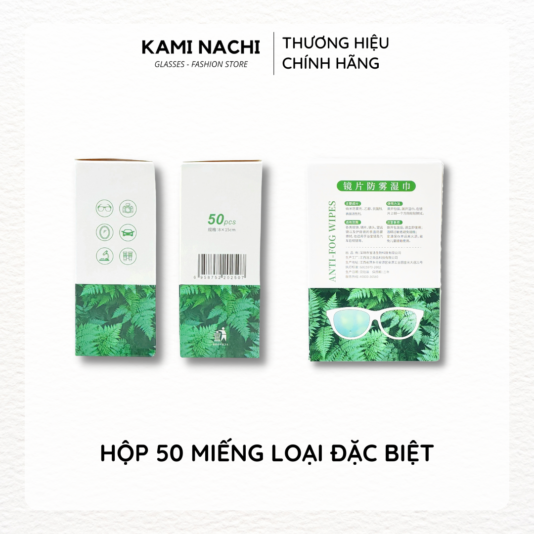 Hộp 50 miếng khăn lau nano hàng loại đặc biệt KAMI NACHI dùng 1 lần - Chống bám hơi nước, chống mờ sương cho kính
