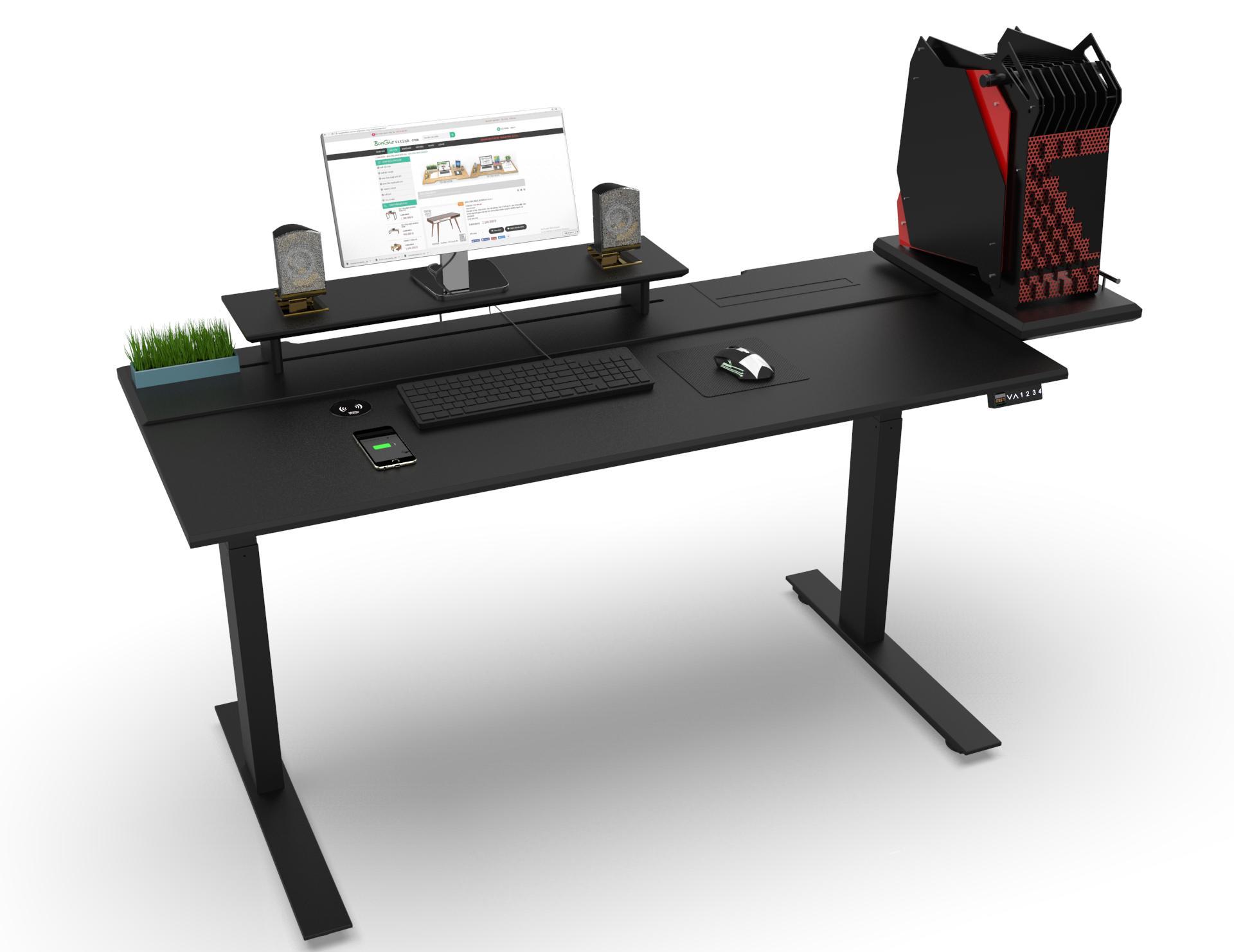 Bàn Gaming thông minh - Đen - 70x1m70 -  Nâng hạ độ cao tự động - Smartdesk Gaming