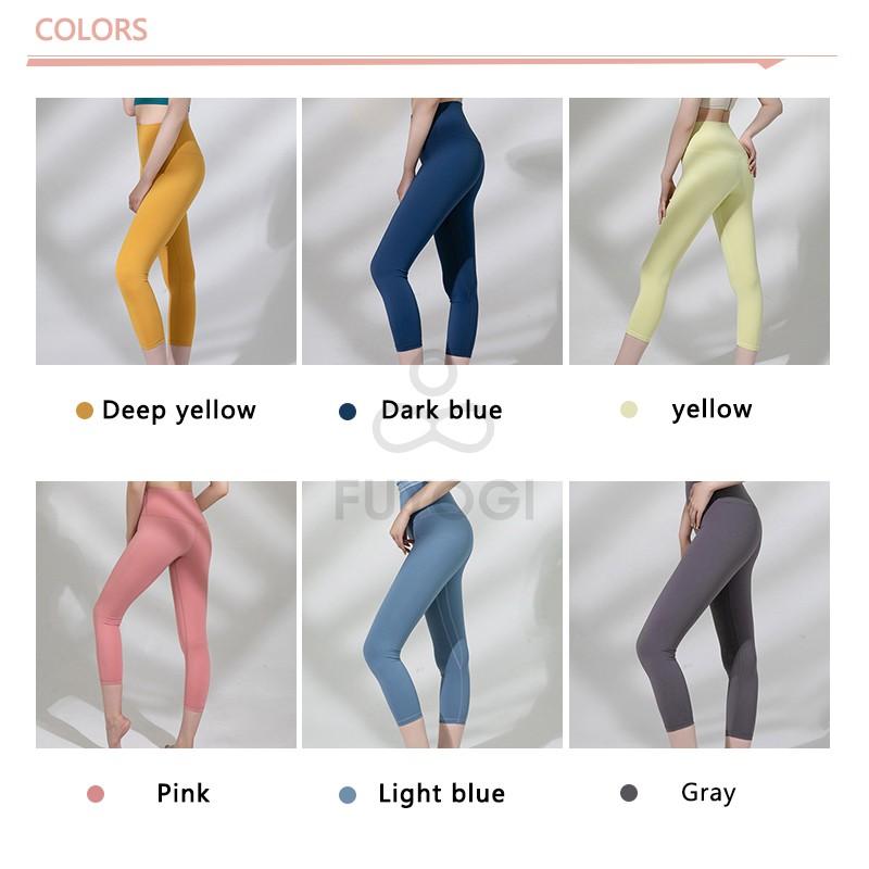 FUYOGI Sports Pants Women'S High-Waist Stretch Tight Yoga Pants V-Shaped Stretch Peach Hip Sports 7-Point Pants Women'S Buttocks Quick-Drying