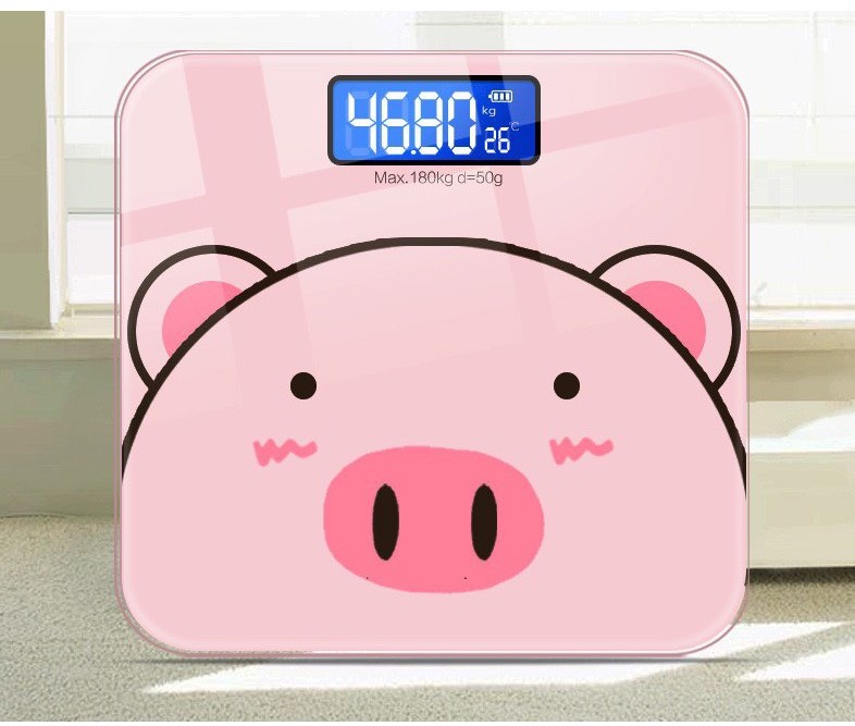 Cân điện tử heo hồng xinh xắn có đo nhiệt độ - Cân sức khỏe lợn con dễ thương