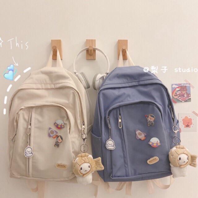 Balo Uzllang Hàn Quốc Chống Nước Trơn Huy Hiệu Phi Hành Gia