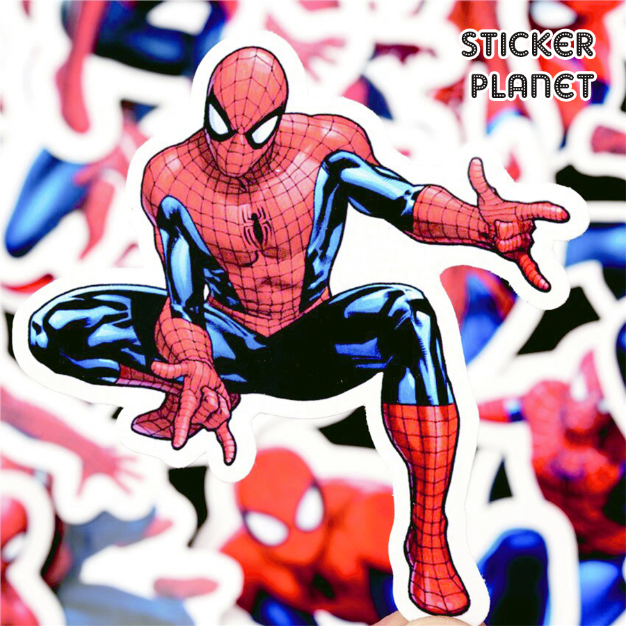 Bộ sticker người nhện SPIDER MAN chống thấm nước trang trí mũ bảo hiểm, đàn, guitar, ukulele, điện thoại laptop