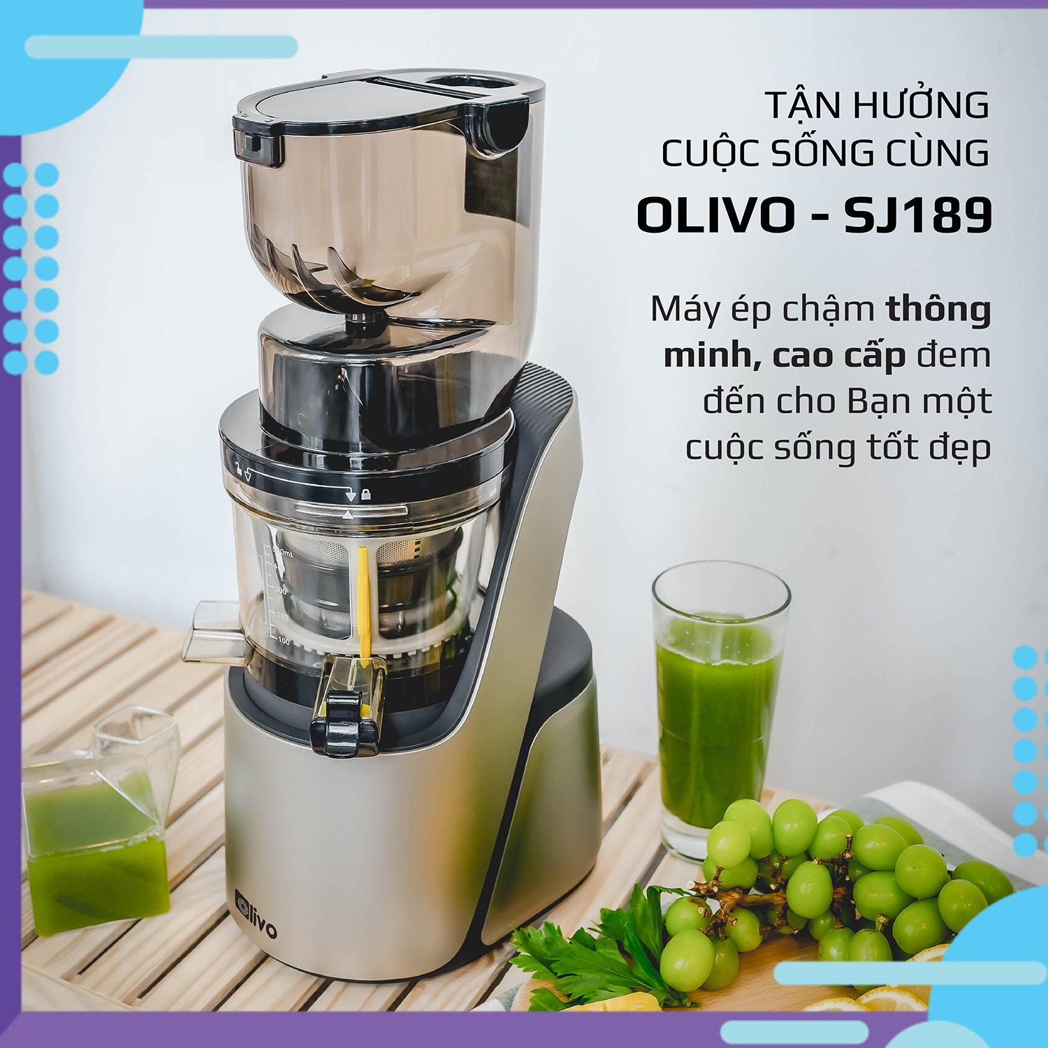 Máy Ép Hoa Quả Chậm Cao Cấp OLIVO SJ189 -hàng chính hãng