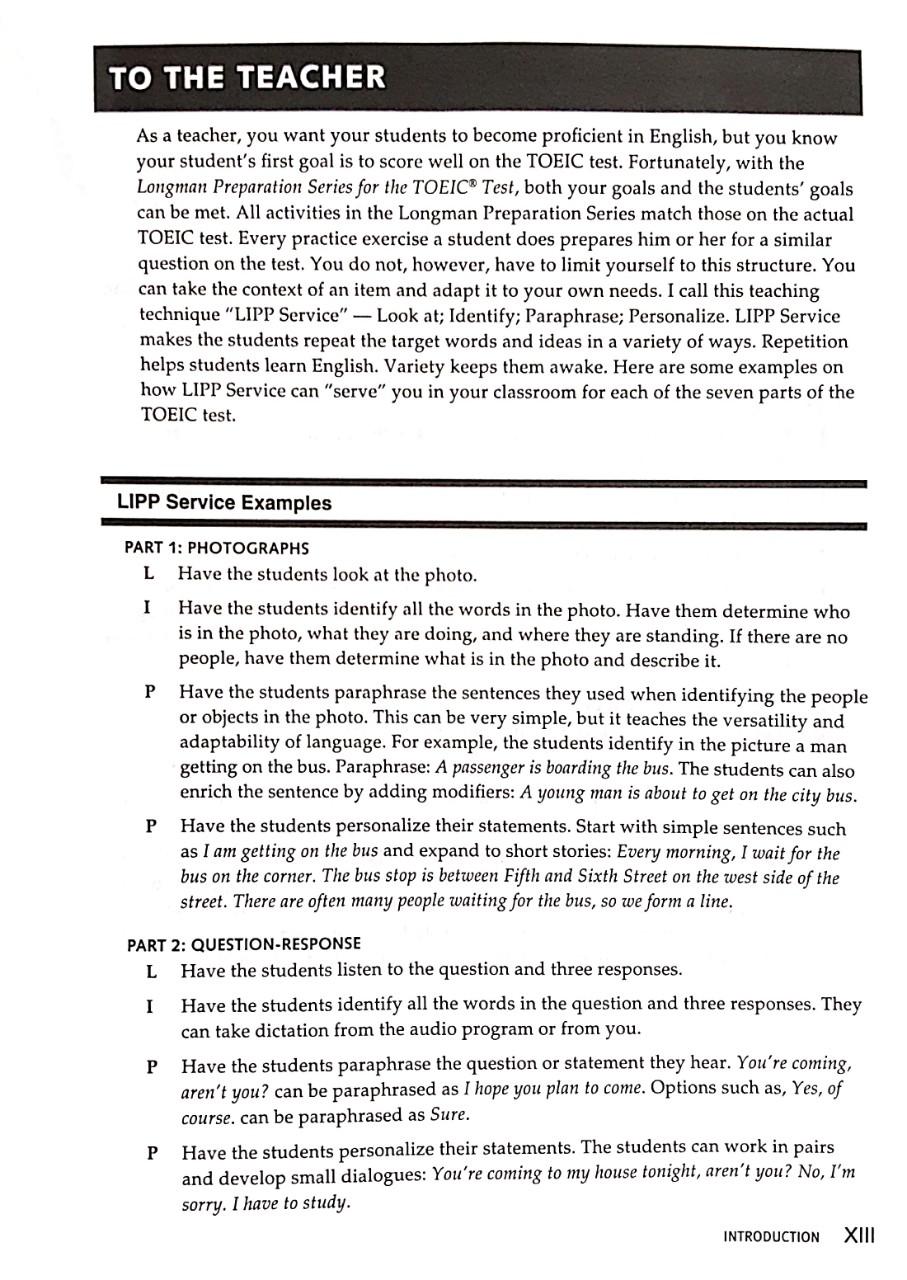 Longman Preparation Series for the TOEIC Test: Listening and Reading (6th Edition) Student Book - Level Advanced with MP3 & Answer Key