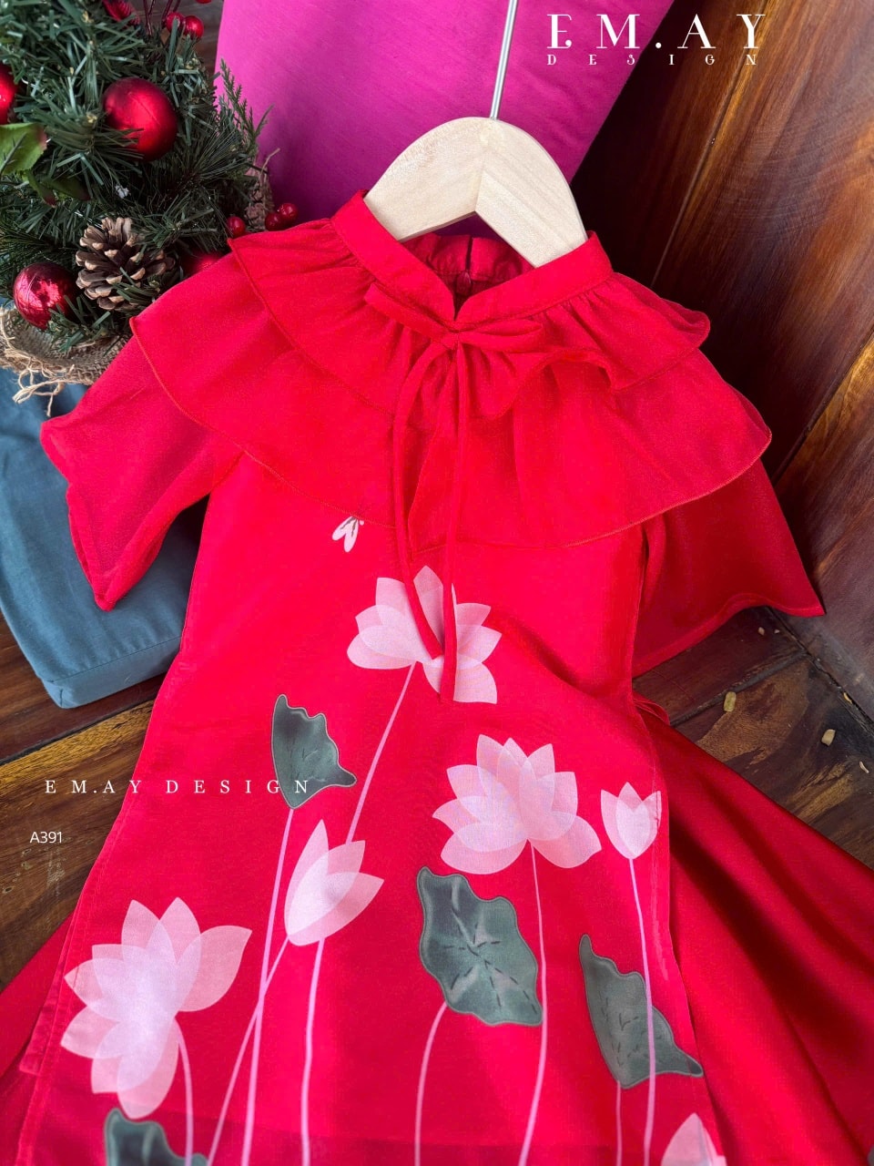 Áo dài cho bé gái mẫu Hoa mùa xuân xinh xắn tết trung thu năm mới từ 10-45kg hàng thiết kế cao cấp