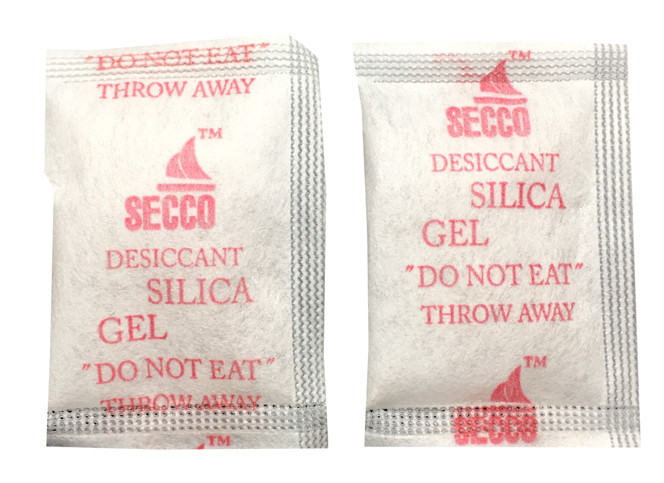 Túi hút ẩm Secco silica gel 3gr (bảo quản máy ảnh/máy quay) - 1kg (333 túi) - Chính hãng - Vải trắng - Chữ to đỏ logo 2 mặt