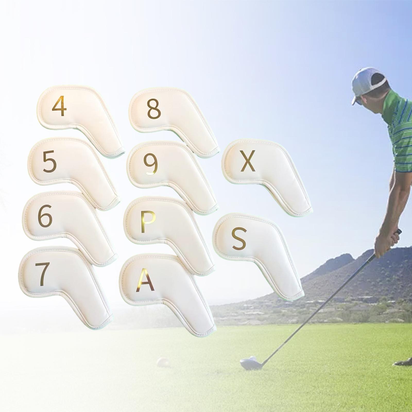 10x Golf Iron Head Covers, PU Leather Golf Club Covers, Golf Iron Headcovers, Wear Resistant Anti Scratch Golf Iron Covers Set Fit All Brands