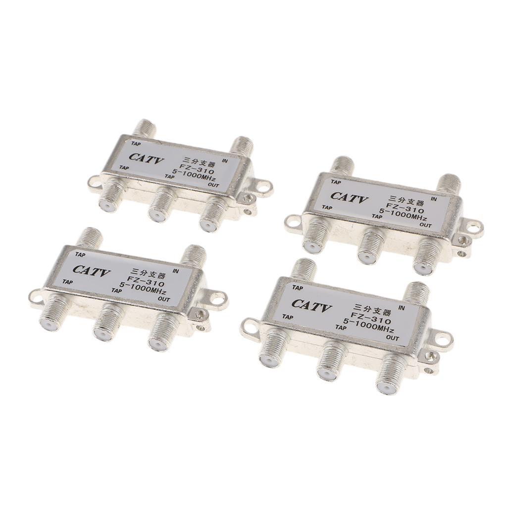 4 Way Cable TV Splitters, Coax Coaxial RG6 Satellite Singal Adapter High Performance