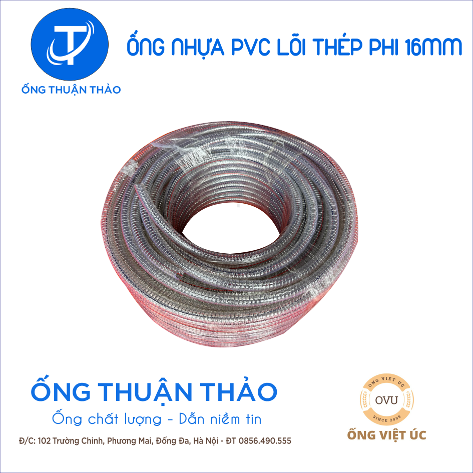 Ống Nhựa PVC Lõi Thép Phi 16mm CUỘN 100 MÉT- Hàng Nhập Khẩu