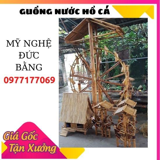 (đk 80) Guồng quay nước phong thủy ,thác nước bằng tre mi ni tiểu cảnh hồ cá