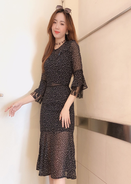 Đầm Bi Phối Ren Cá Tính DH030