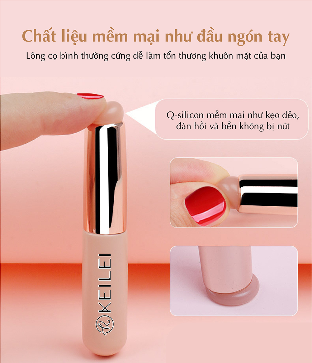 Cọ Trang Điểm Môi Đầu Silicon Thương Hiệu Keilei - Cho Màu Tự Nhiên &amp; Không Nhòe &amp; Gọn Nhẹ Tiện Dụng
