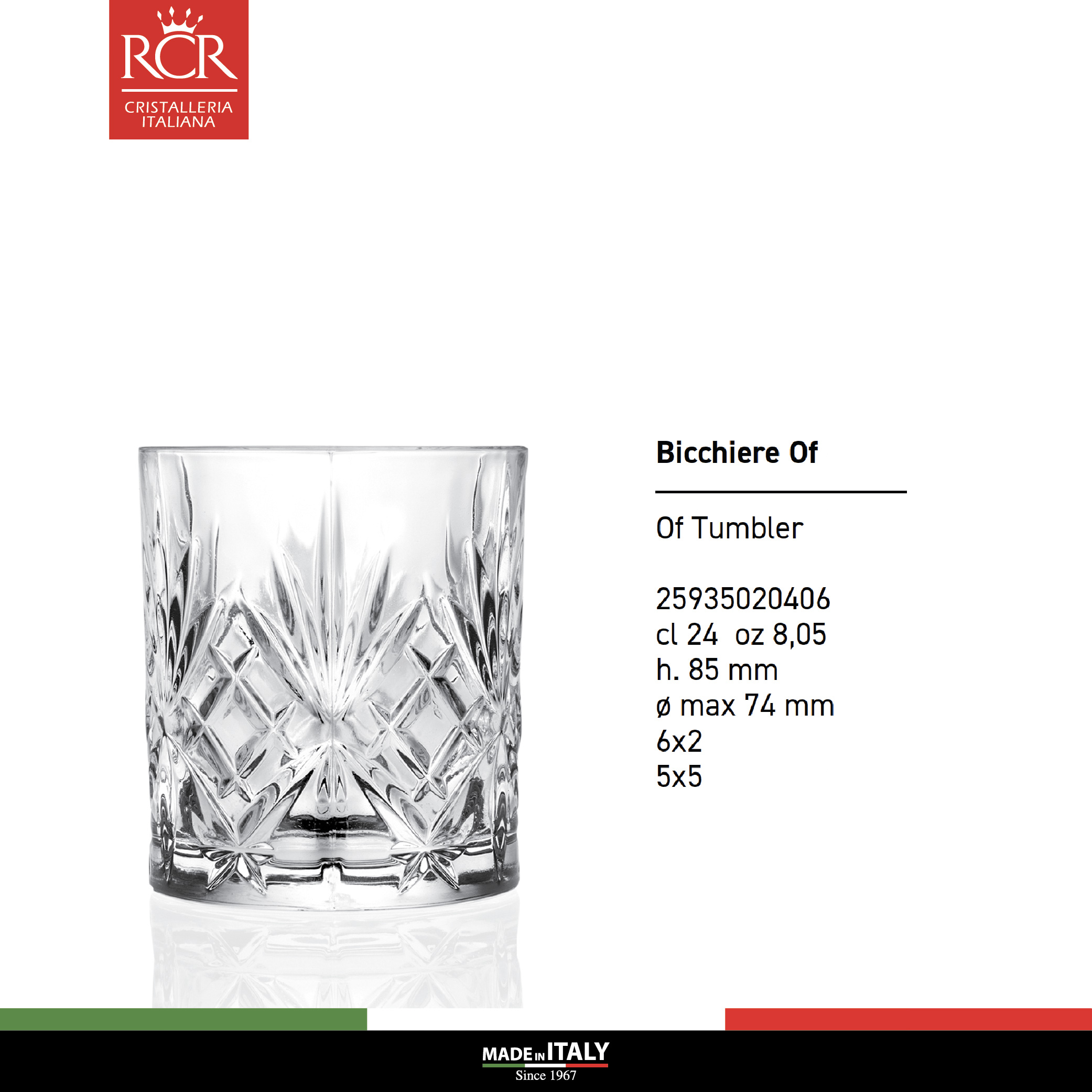 Ly Dof/ Ly Rock Uống Rượu Mạnh, Cocktail Thuỷ Tinh Pha Lê Không Chì Ý RCR Crystal – Melodia Dof Tumbler 240ml