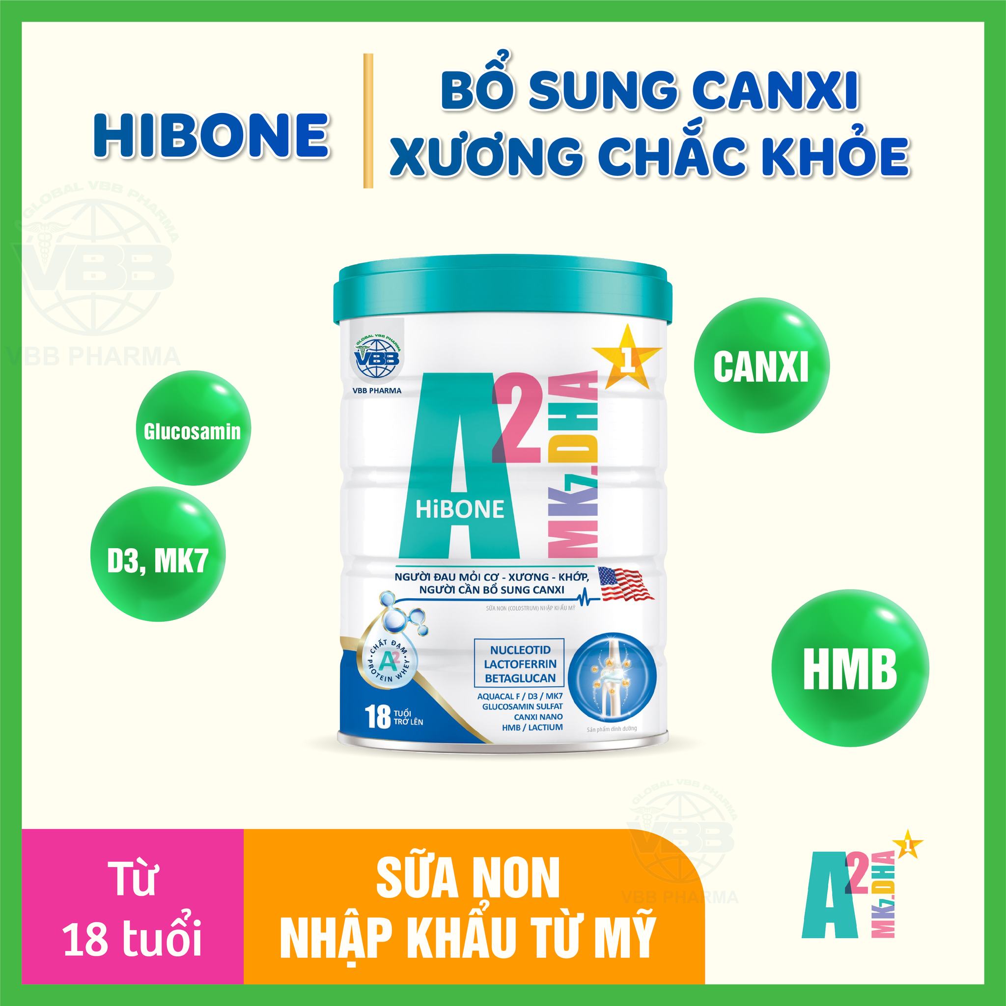 Sữa bột A2 HiBone- Hỗ Trợ Xương Khớp