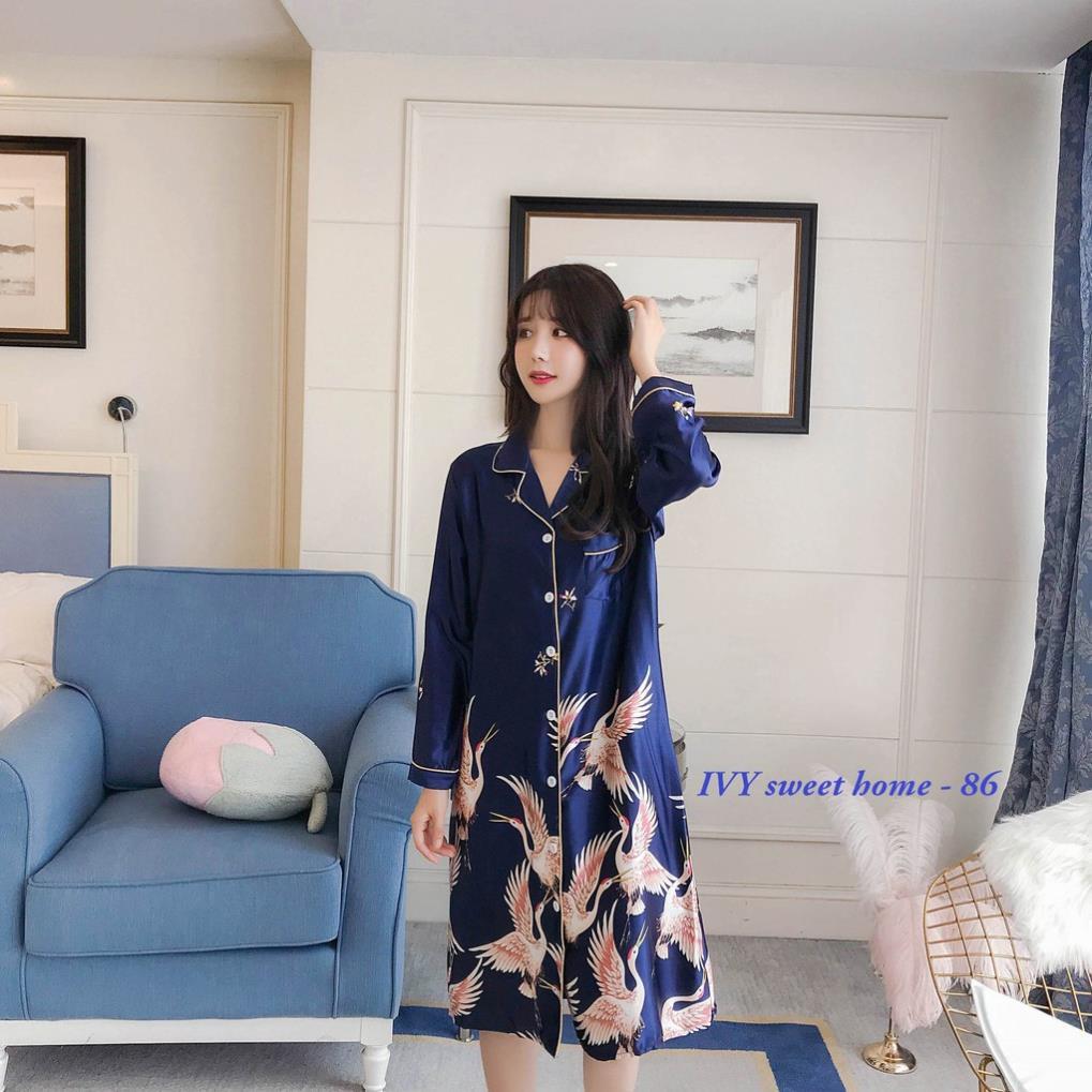 Đầm Ngủ Lụa Lạc Hỷ Đầm Bầu Mặc Nhà Mềm BIG SIZE XL,2XL IVY084