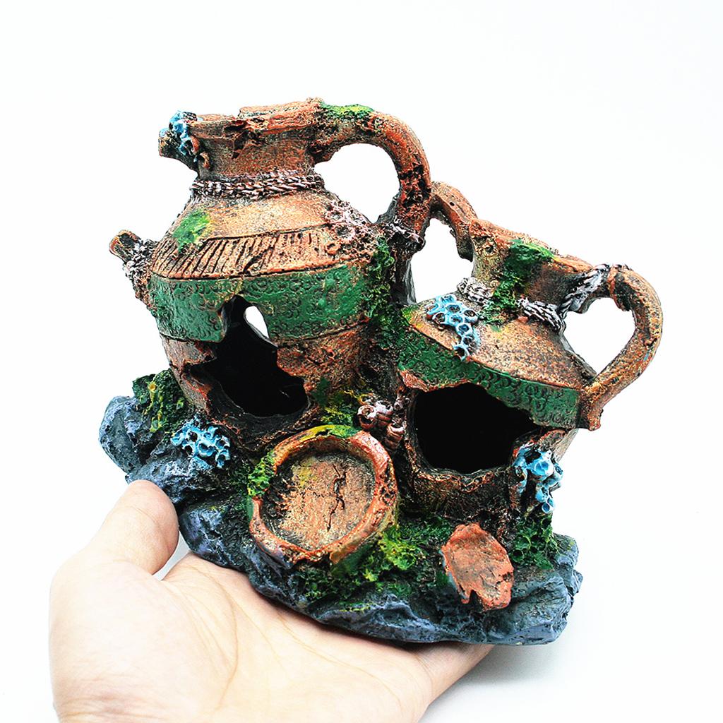Artificial Aquarium Resin Bucket Ornament Fish Tank Simulation Marine Decor