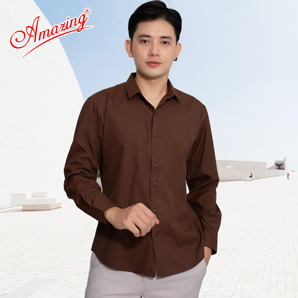 Áo sơ mi nam kiểu Hàn Quốc, form slim fit tôn dáng đẹp, đa dạng sắc màu, thương hiệu Amazing