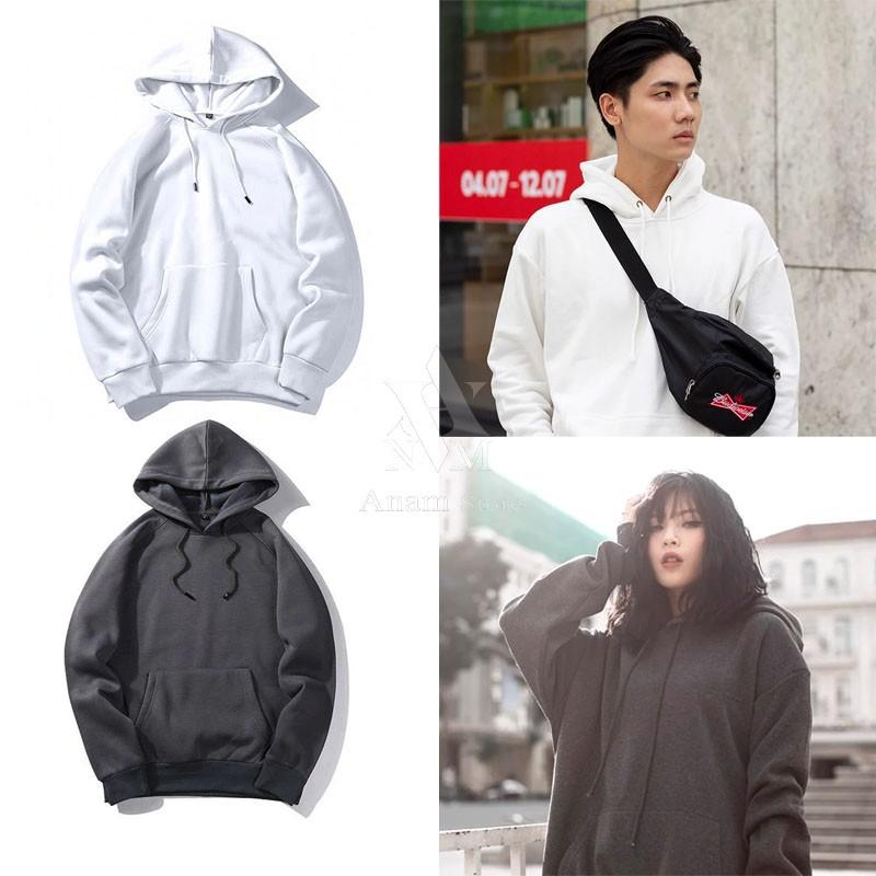 Áo Hoodie Nam Nữ, Trơn, Vải Nỉ Ngoại, Anam Store