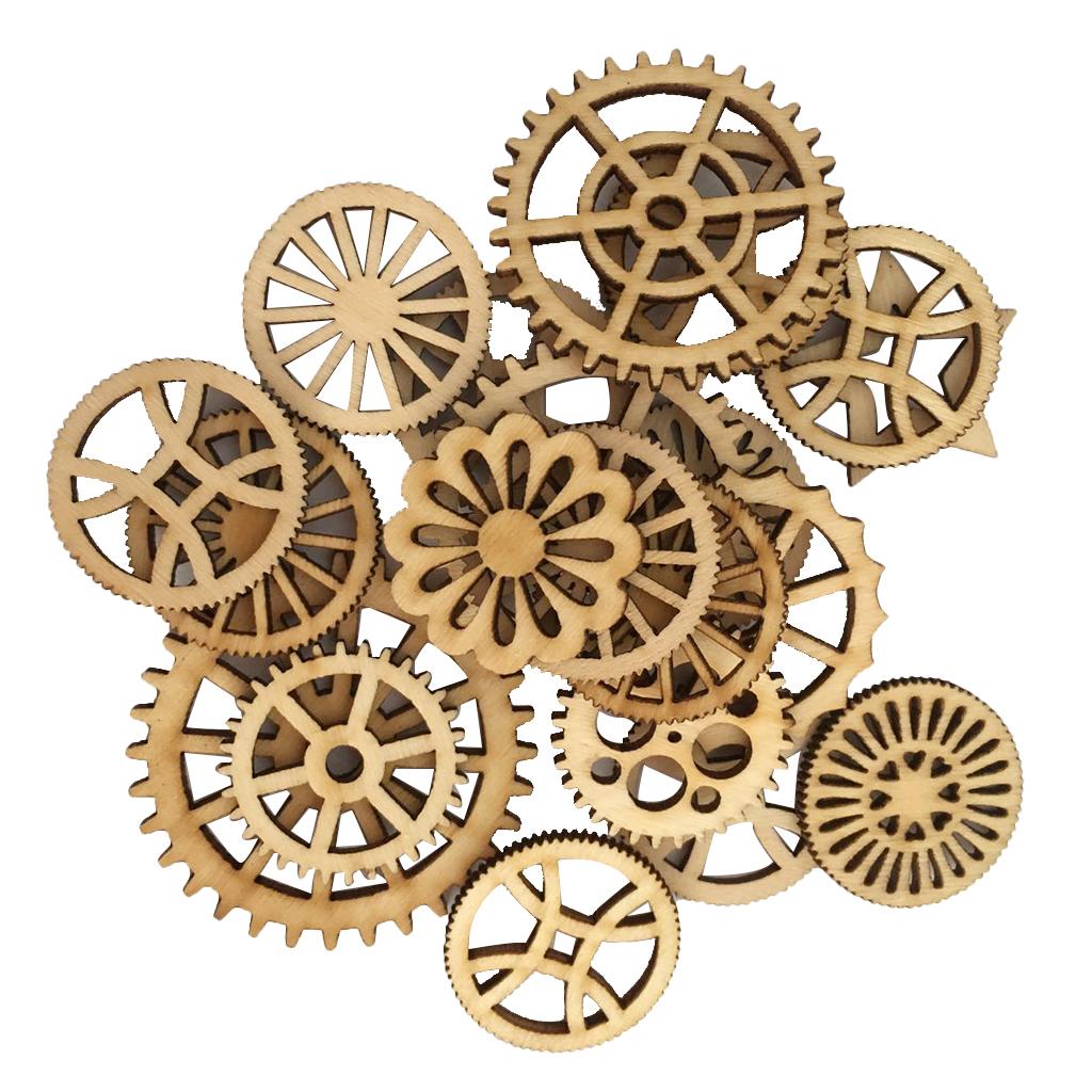 50 Cái Chưa Hoàn Thành Gỗ Rỗng Gear Thẻ Cutout Miếng Gỗ Tôn Dáng